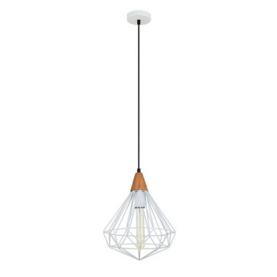 Luminosa Industrial And Retro Hanging Pendant White 1 Light , E27
