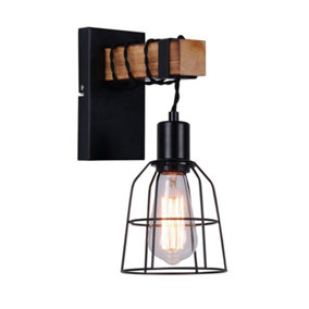 Luminosa Industrial And Retro Wall Lamp Black 1 Light , E27