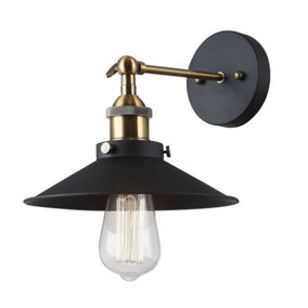 Luminosa Industrial And Retro Wall Lamp Black 1 Light  with Metal Alloy Shade, E27