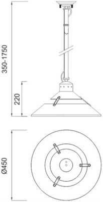 Luminosa Industrial Dome Ceiling Pendant 40W E27 Large, Sand Metal, Beige Belt