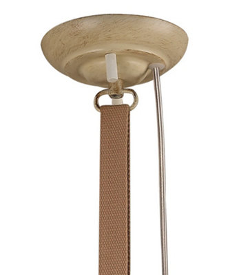 Luminosa Industrial Dome Ceiling Pendant 40W E27 Large, Sand Metal, Beige Belt