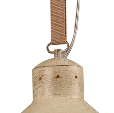 Luminosa Industrial Dome Ceiling Pendant 40W E27 Large, Sand Metal, Beige Belt