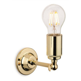 Luminosa Indy 1 Light Indoor Candle Wall Light Polished Brass, E27