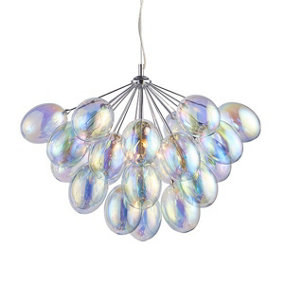 Luminosa Infinity Pendant Chrome Effect Plate & Dichroic Glass 6 Light Dimmable IP20 - G9