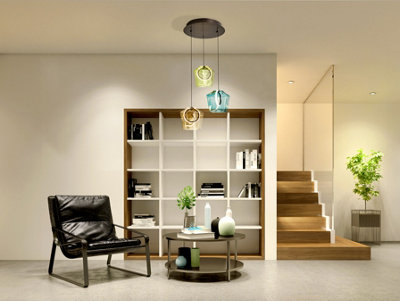 Luminosa Ingrid Cluster Pendant Ceiling 3 Light Multi Colour LED 3000K - UK Stock
