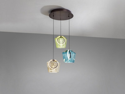 Luminosa Ingrid Cluster Pendant Ceiling 3 Light Multi Colour LED 3000K - UK Stock
