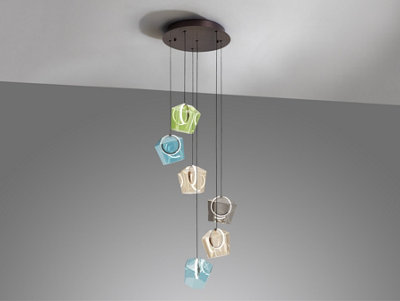 Luminosa Ingrid Cluster Pendant Ceiling 6 Light Multi Colour LED 3000K - UK Stock