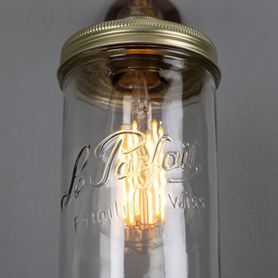 Luminosa Jam Jar Wall Light, Antique Brass