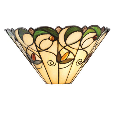 Luminosa Jamelia 1 Light Indoor Wall Uplighter Dark Bronze with Tiffany Glass, E14