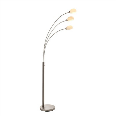 Luminosa Jaspa LED 3 Light Floor Lamp Satin Nickel, White Glass