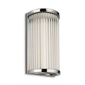 Luminosa Jewel Integrated LED Bathroom Flush Wall Light Chrome with Clear Glass Rods IP44