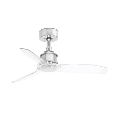 Luminosa Just Fan Chrome, Transparent ceiling fan 3 Blades 81cm