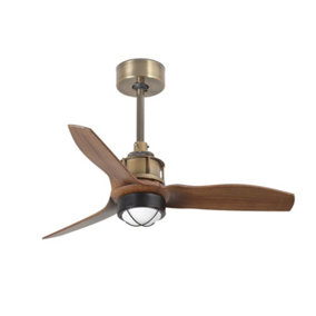 Luminosa Just LED Old Gold, Wood Ceiling Fan 81cm Smart - Remote Included, 3000K