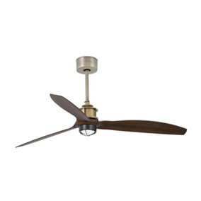 Luminosa Just LED Old Gold, Wood Ceiling Fan with DC Smart Motor - Remote Included, 3000K