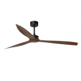 Luminosa Just Matt Black, Wood Ceiling Fan 178cm Smart - Remote Included