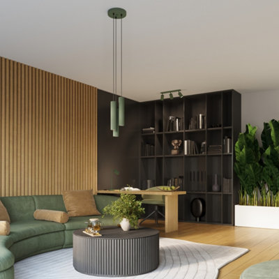 Luminosa Karbon Minimalist Spotlight Bar 3 Light Olive Green