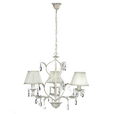 Luminosa Karen 3 Light Multi Arm Chandelier With Shades, Ivory