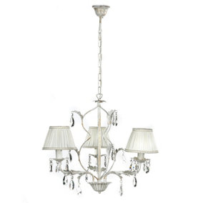 Luminosa Karen 3 Light Multi Arm Chandelier With Shades, Ivory