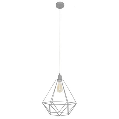 Luminosa Karo Wire Frame Pendant Ceiling Light Grey 35cm