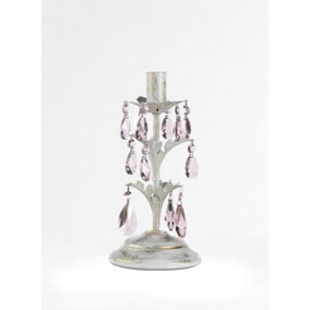 Luminosa Kate Glass Table Lamp, Ivory Pink Droplets
