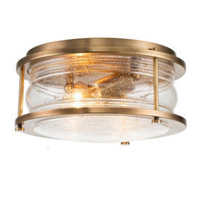 Luminosa Kichler Ashland Bay Bathroom Ceiling Light Natural Brass, IP44