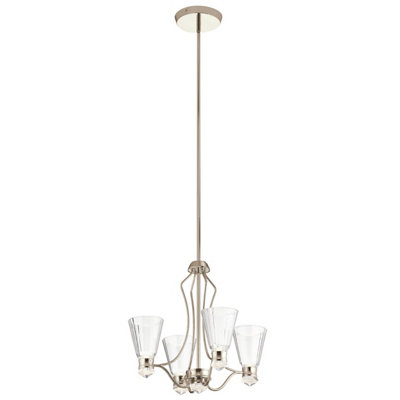 Luminosa Kichler Kayva Integrated LED Multi Arm Pendant Ceiling Light Polished Nickel, 3000K, IP44