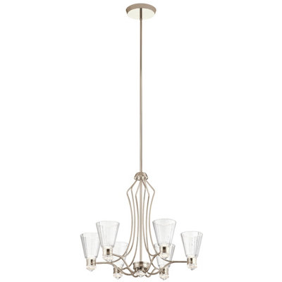 Luminosa Kichler Kayva Integrated LED Multi Arm Pendant Ceiling Light Polished Nickel, 3000K, IP44