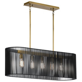 Luminosa Kichler Linara Wire Frame Pendant Ceiling Light Black & Natural Brass