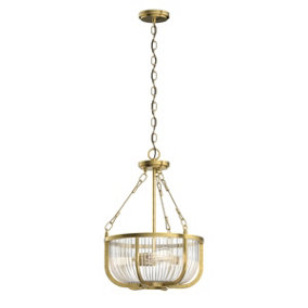 Luminosa Kichler Roux Cylindrical Pendant Ceiling Light Natural Brass