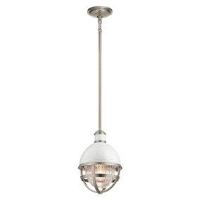 Luminosa Kichler Tollis Globe Pendant Ceiling Light Brushed Nickel & White