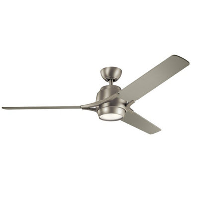 Luminosa Kichler Zeus 3 Blade 152cm Ceiling Fan with LED Light Brushed Nickel Remote Control
