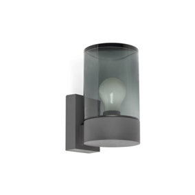 Luminosa Kila Dark Grey Wall Lantern Lamp Smoked 2700K IP65