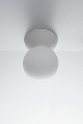 Luminosa Kiss Plaster Globe Semi Flush Ceiling Light White G9