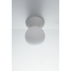 Luminosa Kiss Plaster Globe Semi Flush Ceiling Light White, G9