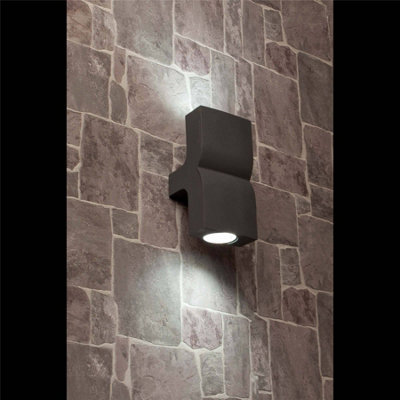 Luminosa Klamp 2 Light Outdoor Up Down Wall Light Dark Grey IP44, GU10