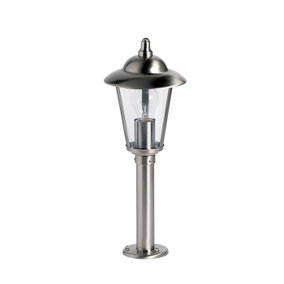 Luminosa Klien Outdoor Bollard Light Polished Stainless Steel, Clear Polycarbonate IP44, E27