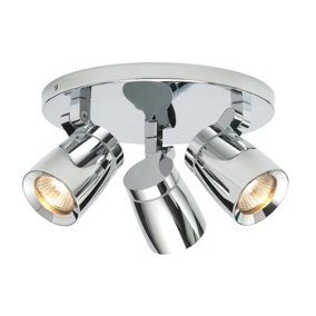 Luminosa Knight 3 Light Bathroom Adjustable Spotlight Chrome, Clear Glass IP44, GU10