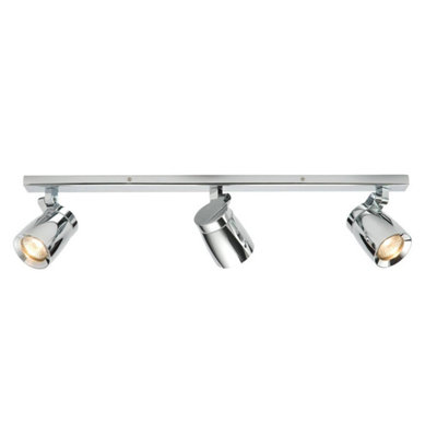 Luminosa Knight 3 Light Bathroom Adjustable Spotlight Chrome, Clear Glass IP44, GU10