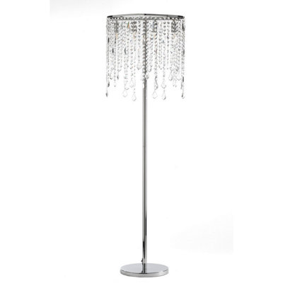 Luminosa Laila Crystal Glass Floor Lamp, Chrome