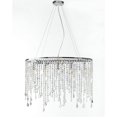 Luminosa Laila Crystal Pendant Ceiling Light, Chrome