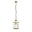 Luminosa Lambeth 1 Light Ceiling Pendant Antique Brass, Glass, E27