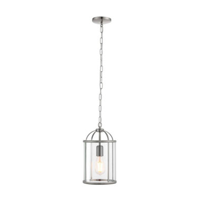 Luminosa Lambeth 1 Light Ceiling Pendant Clear Glass, Satin Nickel, E27