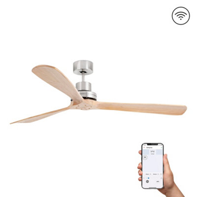 Luminosa Lantau Extra Large Matt Nickel, Pine Ceiling Fan DC Smart, 6 Speed