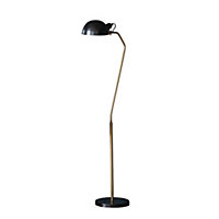 Luminosa Largo Task Floor Lamp Satin Black, Aged Brass Paint