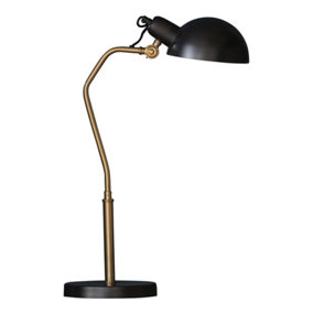 Luminosa Largo Task Table Lamp Satin Black, Aged Brass Paint
