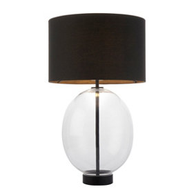 Luminosa Lecce Complete Table Lamp, Glass, Matt Black Paint With Black Cotton Fabric
