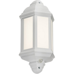 Luminosa LED Half Wall Lantern with PIR - White 230V IP54 8W