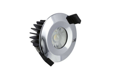 Luminosa LED Low Profile IP65 Fire Rated Downlight Recessed Spotlight 6W 3000K 430lm Dimmable Polish Chrome IP65