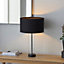 Luminosa Lessina Complete Table Lamp, Matt Black, Glass, Black Cotton Fabric