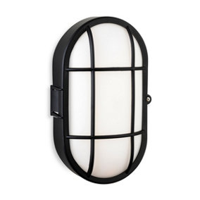 Luminosa Lewis LED Resin Bulkhead - Oval Black with White Polycarbonate Diffuser IP44